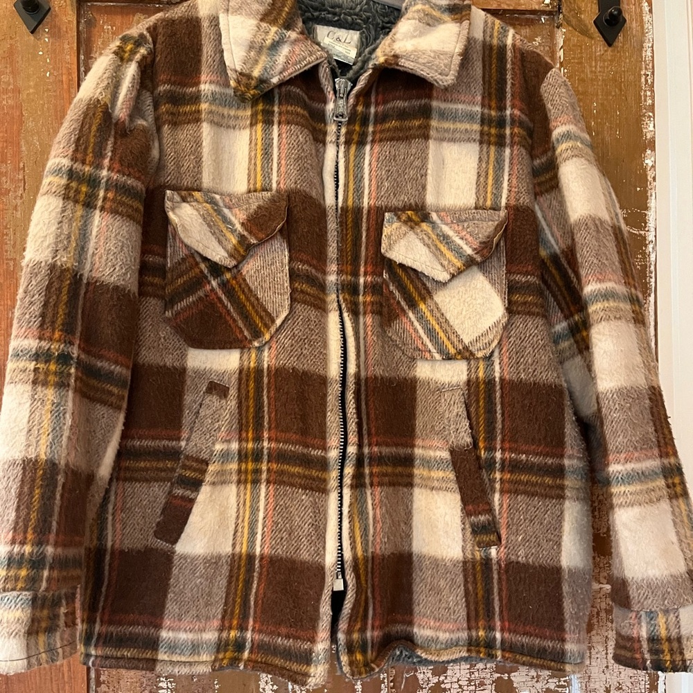 Vintage Plaid Wool Jacket with Pockets